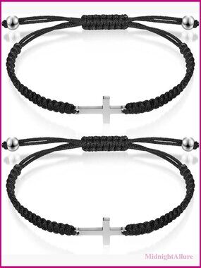 Christian Faith Cross Bracelet Adjustable Unisex Couple BFF Gift
